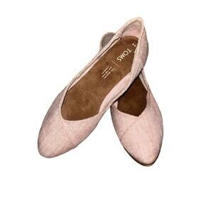 Tom’s Women’s Jutti Flats Light Pink Linen Size 6‎